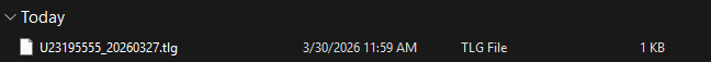 Downloaded .tlg file in Windows Explorer